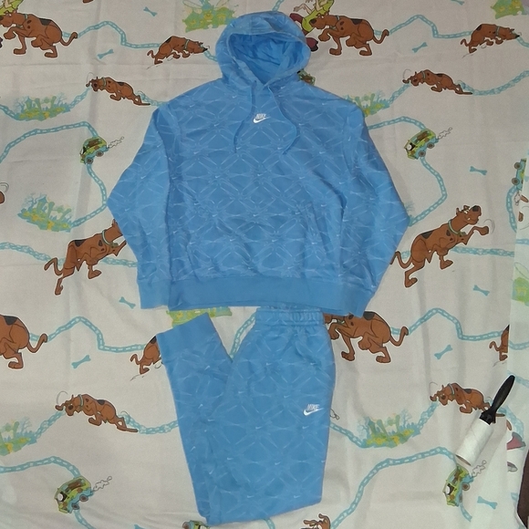 Nike Other - Nike All Over Print Baby Blue Outfit Hoodie Joggers Set Hooded Sweatshirt Pants